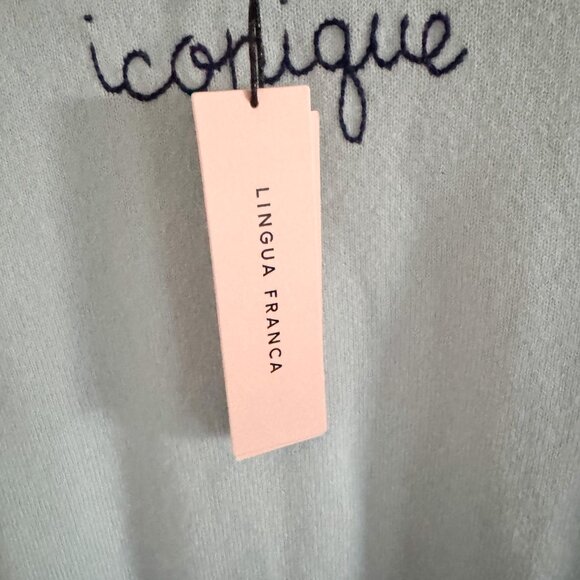 NWT Lingua Franca Seafoam Blue Iconique Cashmere Crew Sweater S - Picture 5 of 8